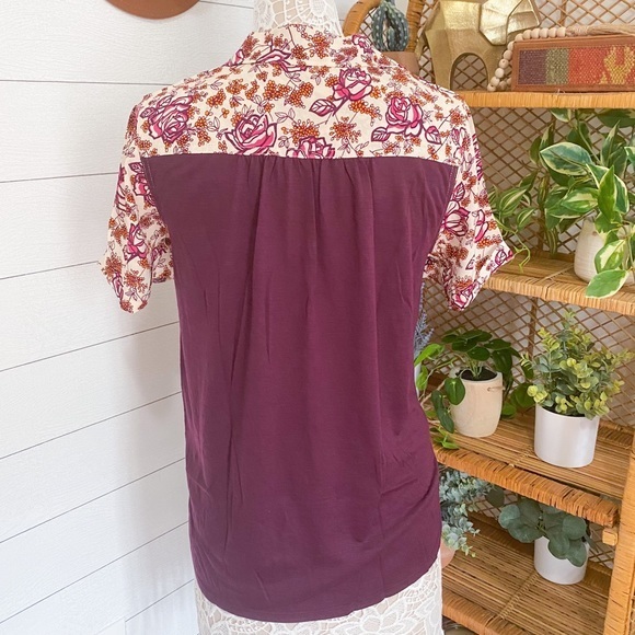 NWT Porridge Bergen Buttondown Top Anthropologie Wine Floral - Picture 9 of 12